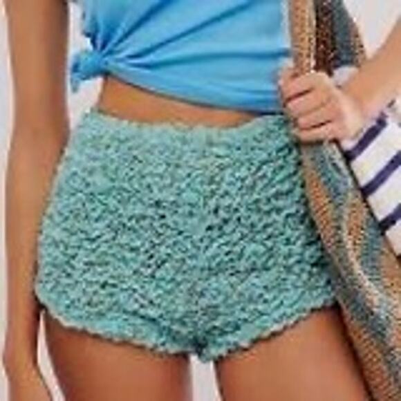 Free People Intimately Scrunch Up Shorts Size S Chambray Combo High Rise Comfy - Picture 2 of 6